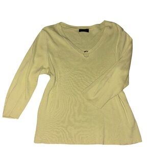 Y2K Era Splendor Yellow Green Sweater V-Neck with Metal Ring